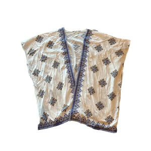 Women’s Sundance Cotton Swims Coverup One Size White Blue Tunic